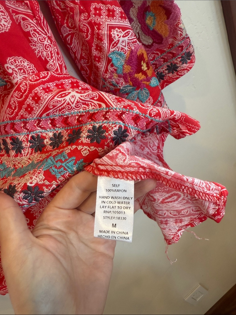Savanna Jane Pink Multicolor Embroidered Blouse Size Medium - Picture 3 of 4